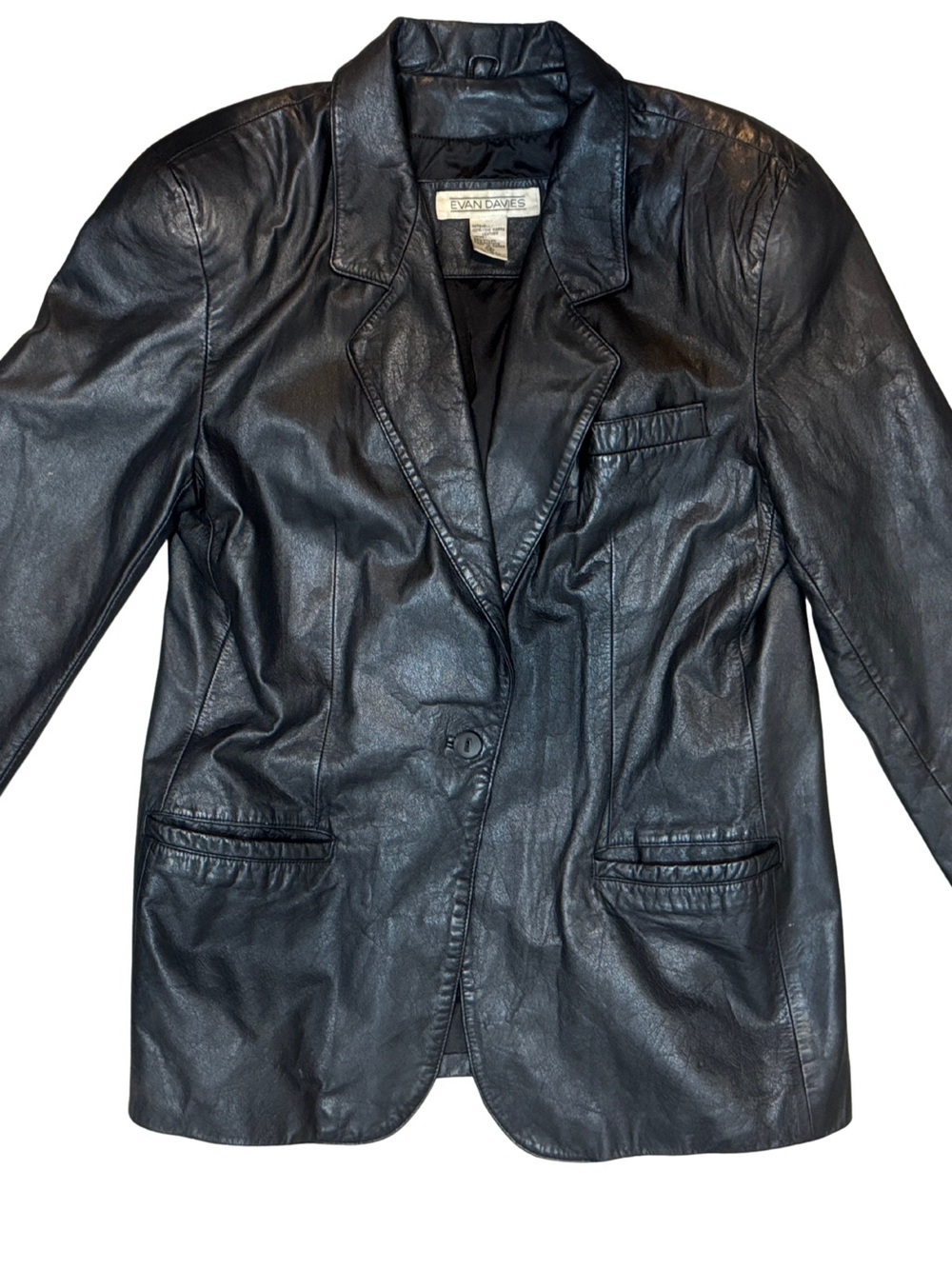 Evans Dame Black Leather Blazer - Tailored Women's Jacket